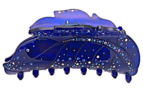 Fashion & Lifestyle 5-inch Hair Claw Jaw Clip for Women and Girls, Large - Pretty Strong Clamp Non-Slip Barrette Hair Updo Grip Bath Accessories for Thick Hair, Navy Blue