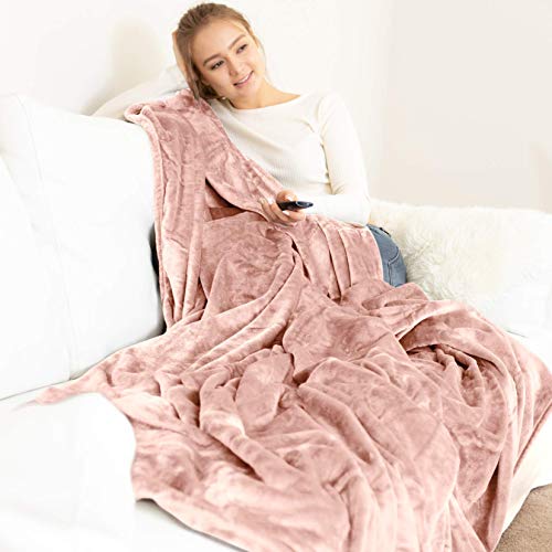 Kingole Flannel Fleece Microfiber Throw Blanket, Luxury Timid Pink Travel/Throw Size Lightweight Cozy Couch Bed Super… - Image 3