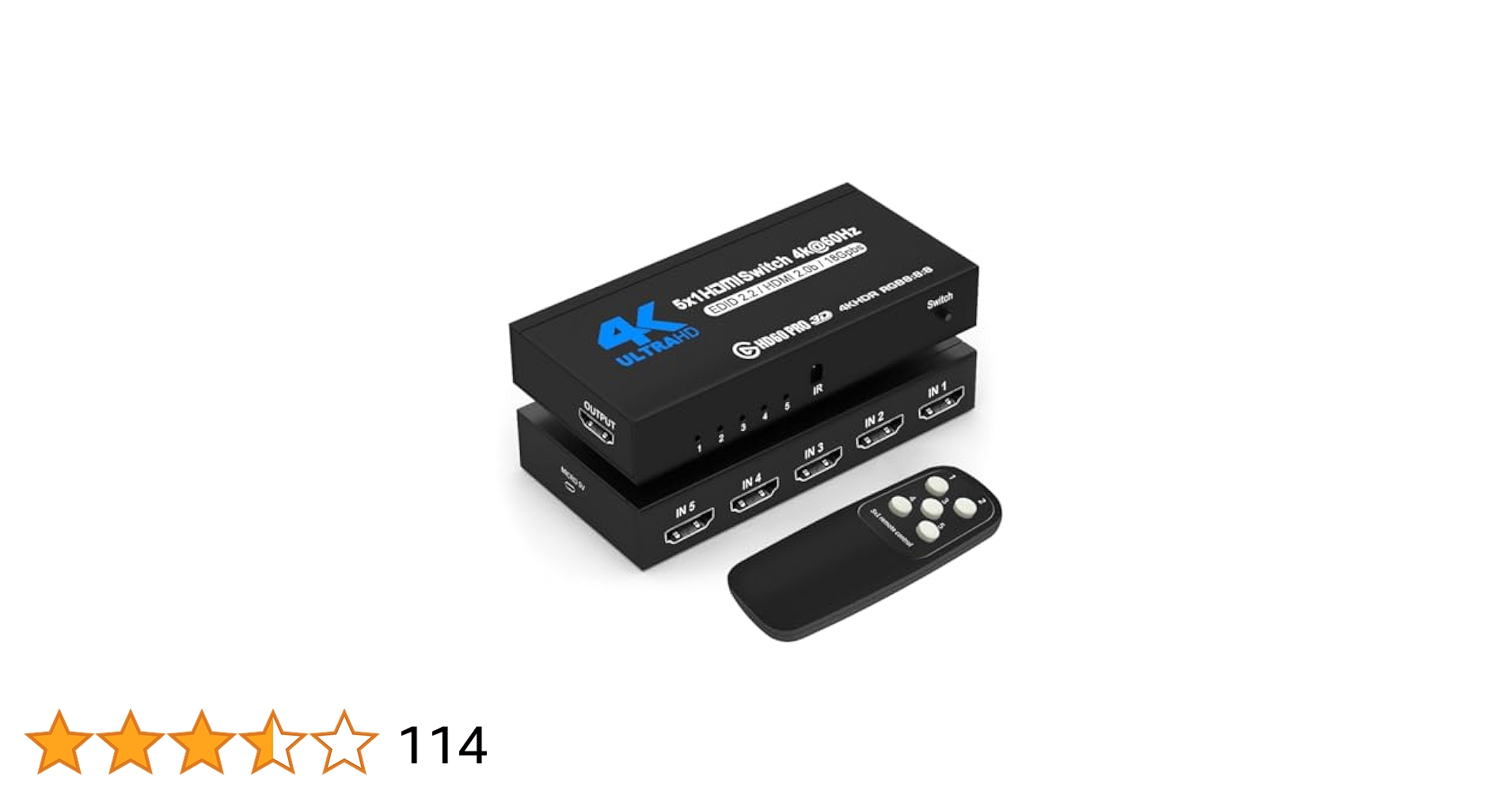 Amazon | HDMI 切替器 5入力1出力 セレクター 4K60Hz IRリモコン
