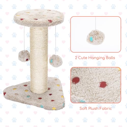 Nobleza Cat Scratching Post Small Cat Activity Center Kitty Climbing Tree with sisal Kitten Play Tower with Hanging Toys, Brown - Image 3