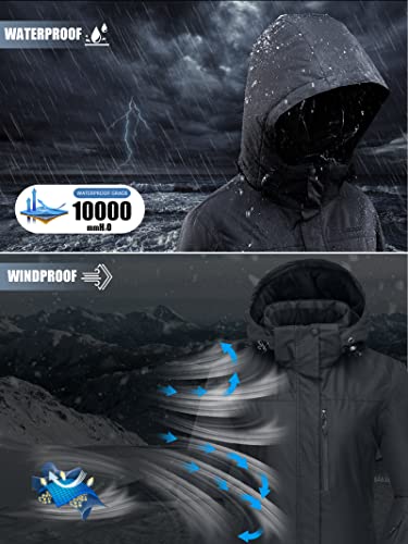 Free Soldier Women's Waterproof Ski Snow Jacket Fleece Lined Warm Winter Rain Jacket With Hood Fully Taped Seams(Black,Xl) #TOP3