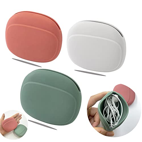 Cixvoemk Silicone Headphone Organizer-Data Cable Storage Case-Mini Key Box-Portable Wired Headphone Organizer(Red-Grey-Green-3Pcs) #TOP14