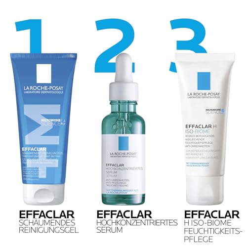 La Roche Posay Feuchtigkeitspflege bei austrocknender Akne-Behandlung, Mildert Unreinheiten und regeneriert, Mit Niacinamid und Provitamin B5, Effaclar H Iso-Biome, 40 ml