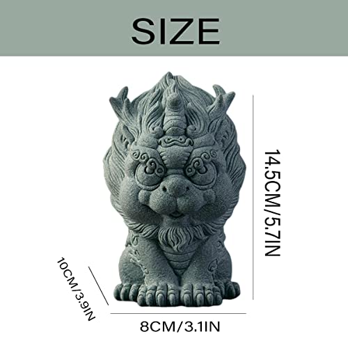 Image of livelyfish Asian Foo Dog Statue Lion Sandstone Sculpture Ancien Chinese Qi Lin Statue for Fish Tank Aquarium Garden Bonsai Decorations, L