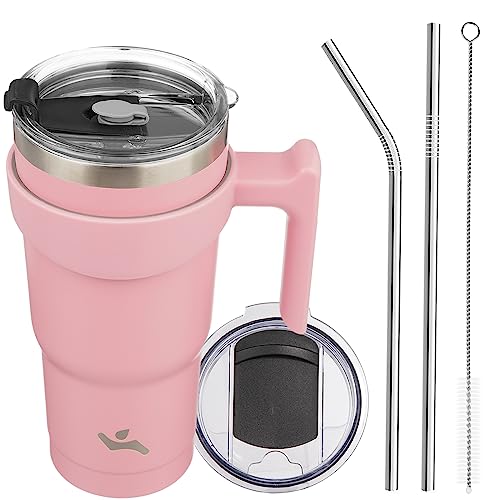 Image of Konokyo 20 oz Tumbler with Handle and Straw, Insulated Travel Mug