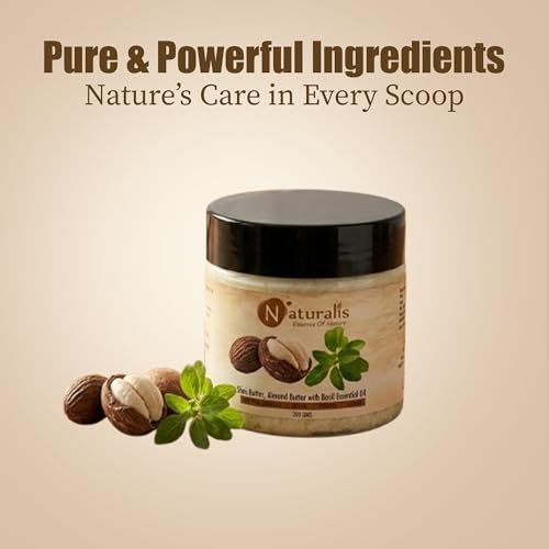 Image of Naturalis Shea Butter | Unrefined Shea Butter with Geranium Essential Oil 200gms | Body Butter | Deep Hydration, Soft Skin, Nourished Glow & Smooth, Revitalized Skin