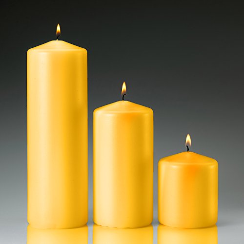 Yellow Citronella Scented Pillar Candles Set of 3, 3x3 3x6 3x9 Made in USA