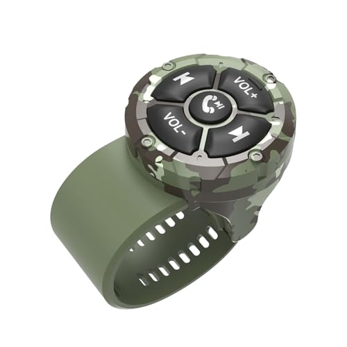 NEWNEWLIU Wireless Bluetooth Media Remote Button,Adjustable Direction Waterproof Strap Type Wireless Controller for Car Bike Motorbike,Steering Wheel Control Button for iPhone/Android Device Camo