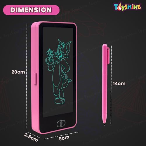 Image of Toyshine Plastic 2 in 1 Digital LCD Writing Tablet Children Doodle Board with Pencil Box for Kids 3-10 Years Old Boys /Girls Gifts Education Learning Toy, Pink