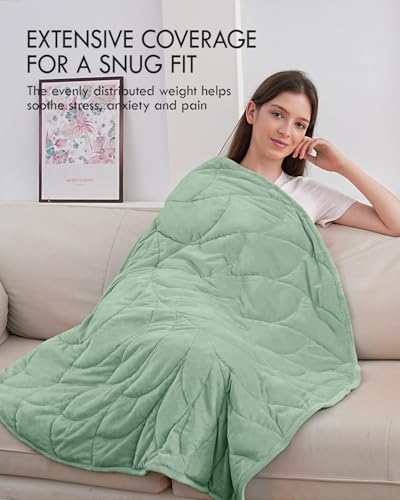 Image of Kaisa Weighted Blanket for Adults 5lbs 41 inch x 53 inch, Cozy Luxury Crystal Velvet Small Weighted Lap Blanket,All-Season Blanket, Machine Washable, Sage Green