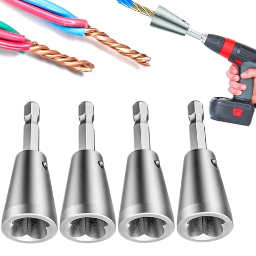 Image of Wire Twister Tool for Drill, 2026 Upgrades Wire Nut Twister for Drill Profession Electricians Tool, 6MM Hex Shank Cable Wire Twisting Tool Wire Twister Wire Connector for 9-22 AWG (4pcs)