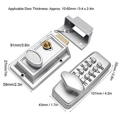 OVAQUIXI Mechanical Push Button Door Lock, Keyless Entry Code Lock, Zinc Alloy, Waterproof, 10-60mm Door Thickness - Image 2
