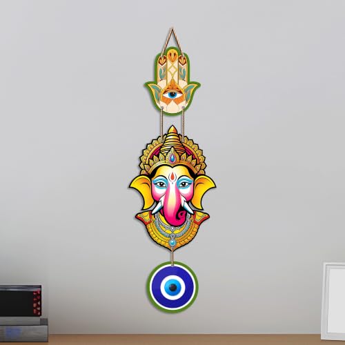 Image of Artvibes Siddhivinayak Evil Eye Wall Hanging for Home Entrance Decor | Nazar Battu Protection Wall Art for Living Room Bedroom Temple Office | Vastu Good Luck Positive Energy Gift (WH 8556N)