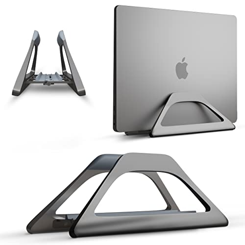 Elestoria Vertical Laptop Stand Holder- Adjustable Laptop Holder Vertical Fits All Macbook, Chromebook & Gaming Laptops - Grey #TOP7