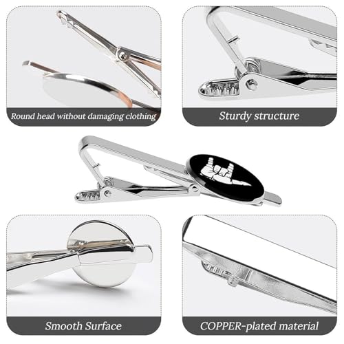ASL American Sign Language I Love You Tie Clips for Men Silver Necktie Tie Bar Pinch Clips for Wedding Anniversary Business3