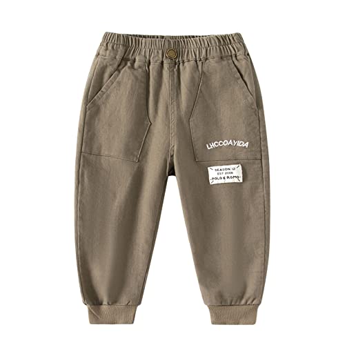 Toddler Boys Cargo Pants Kids Casual Pants with Pockets Joggers Elastic Waist Long Pants (Green, 3-4 Years)