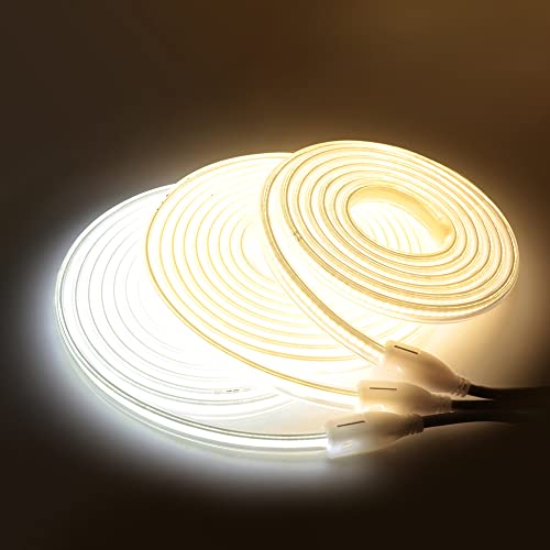 HEGEHE Alto Brillo Tira de LED COB 220V con Interruptor Alimentación, 360 LED/m, IP65 Impermeable, Cada Corte de 50cm, Luz de Cuerda Flexible (3m, Blanco Frio) Cover