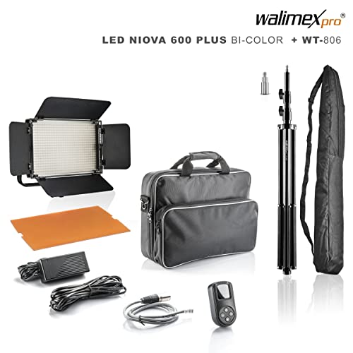 Kit éclairage vidéo LED Walimex pro Niova 600 Plus Bi Color avec trépied WT-806 pour studio photo