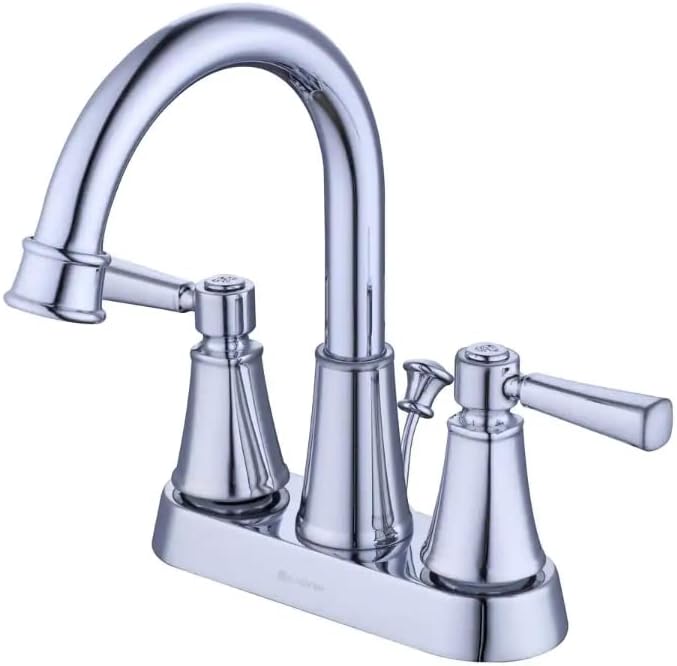 Glacier Bay Melina - Grifo de baño de arco alto de doble mango de 4 pulgadas en cromo