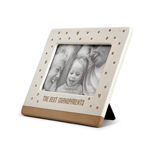 Demdaco Best Grandparents Cream Holds 4 X 6 Inch Photo Ceramic Wall Or Tabletop Frame #TOP1