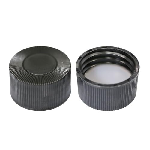 BFRDYUEOI EPA-Fläschchendeckel, Chromatographie-Fläschchen, Abdeckung, 17 mm, Polypropylen-Deckel mit PTFE/Silikon-Septa für EPA-Aufbewahrungsflasche, 10 ml, 100 Stück