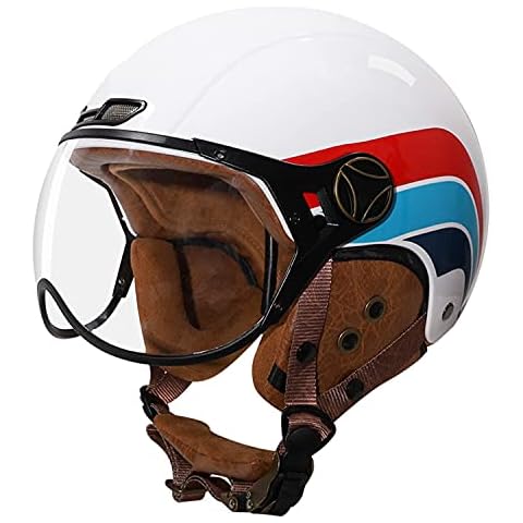 LPXPLP Adult Open Face Helmet Motorcycle Motorbike Scooter Helmet with Sun Visor Retro Style Cruiser Touring Helme for Youth Men Women,DOT/ECE Approved B,XL Cover