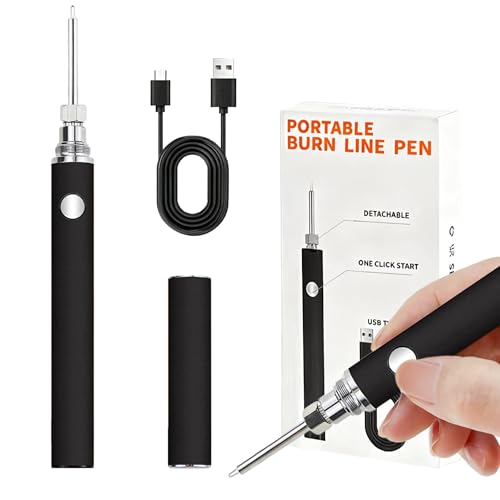 Rechargeable wire burning kit, digital wire burning tool. Suitable for bead stringing, leather craftsmanship, sewing, weaving, wax carving, wood stamping, etc (Black)