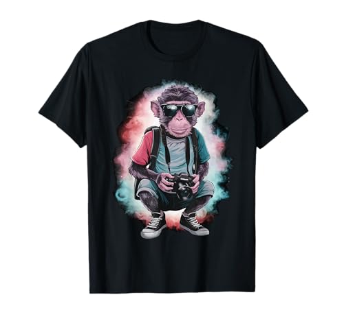funny Photographer Monkey animals Photography camera T-Shirt