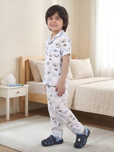 Image of POLKA TOTS 100% Pure Cotton Half Sleeve Night Suit for Kids, Girls & Boys | Cotton Pyjama Set | Unisex Night Dress for Children | Night Suit for Girls |Sleepwear for Kids | Winter Night Dress for Boys