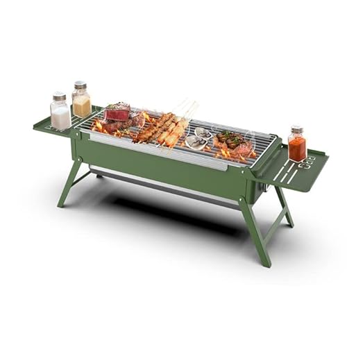Portable Charcoal Foldable Grill, Small Grills Outdoor Cooking For Travel， Camping Smoker Bbq Grill， Stainless Steel Table Top Grill Charcoal For Outdoor Cooking,Camping,Backyard Barbecue。 #TOP16