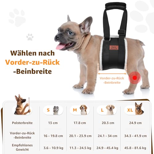 Verstellbarer Hunde Tragehilfe, Tragbarer Tragegurt zur Rehabilitation von kleine Hunden - Gehhilfe mit Griffen als Sicherheitsunterstützung für behinderte, verletzte oder ältere Hunde