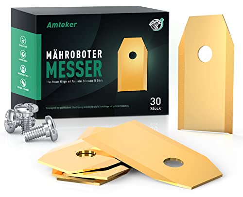 Amteker 30x Titan Messer Klingen Mähroboter Messer(3g - 0 75mm) + 30 Schrauben für Alle Husqvarna Gardena / Automower Mähroboter Zubehör für Rasenmäher Roboter Rasenmäher Ersatzklingen