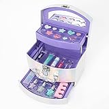 Claire's Three Tier Purple Rainbow Latch Travel Case Mega Makeup Set, Includes Lip Gloss, Nail...
