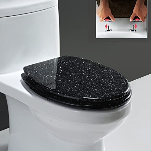 Abattant de toilette résine noire ovale allongé fermeture amortie