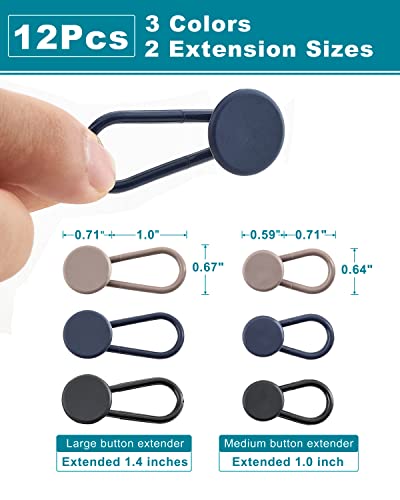 Yuanhang Pants Waist Button Extender: 12Pcs Button Extenders For Jeans - Women Men Pants Waist Extenders - Pants Waist Extension 1/1.4 Inches - 3 Colors Pant Waistband Expander #TOP1
