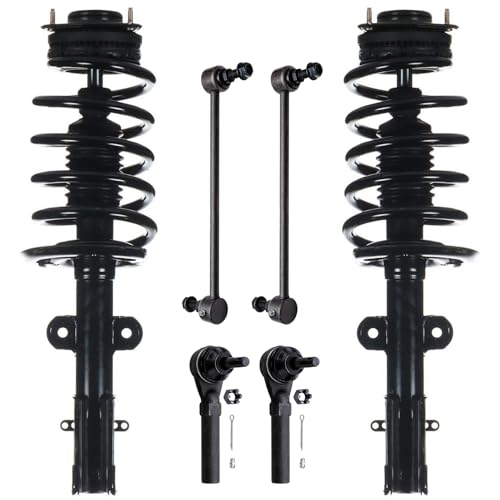 Image of Detroit Axle - Front Struts + Sway Bars Outer Tie Rods Replacement for Chrysler Town & Country S Dodge Grand Caravan R /T GT Ram C /V - 6pc Set