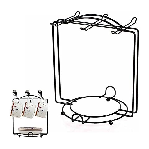 Espresso Tassenhalter Hzcoffee Einfach Korrosionsschutz Stahl StäNder Rack FüR 6 Kaffeetasse Untertasse LöFfel Sets Cover