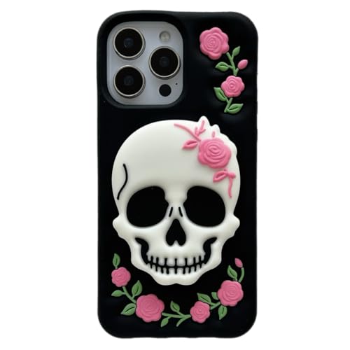 HJXFlying �K�p iPhone 17 Pro �P�[�X ���킢�� 3D ���� ��������p�^�[���X�^���h�t�� �\�t�g �V���R�� �ϏՌ��ی�J�o�[ ���� ���̎q�����X�}�z�P�[�X Soft Silicone Case - �h�N��