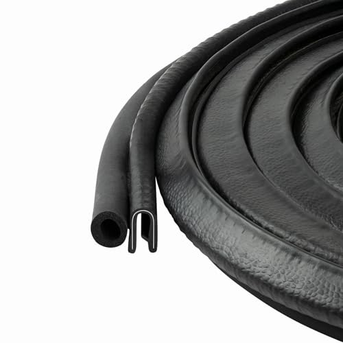 Trim Seal with Side Bulb | PVC Plastic Trim with EPDM Rubber Bulb Seal – Fits 1/16” Edge, 3/8” Bulb Seal Diameter (5 Feet)