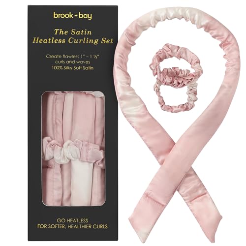 Brook + Bay Heatless Hair Curler-Overnight Heatless Curls, Heatless Curling Rod for Short & Long Hair & Headband Hair Curlers to Sleep in - Pale Rose