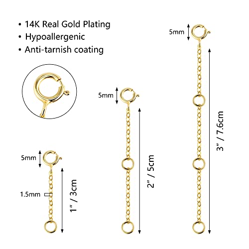 Extensores de collar de latón macizo de alta joyería con acabado de oro de 14k 4