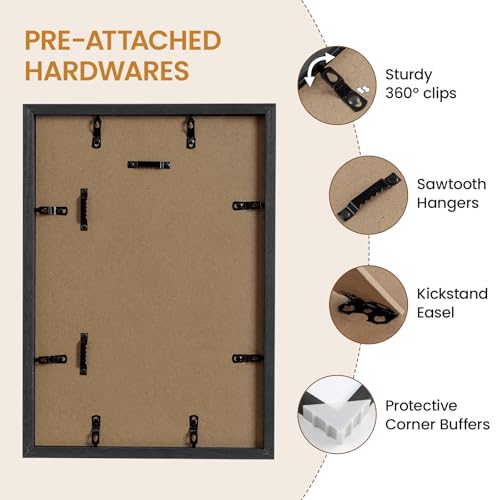 Image of 9x13 Picture Frame,Solid Oak Wood 9 inchx13 inch Photo Frame, Black Color Tempered Real Glass 9 by 13 Wooden Frames with No Mat,13x9 Picture Frames for Wall or Tabletop Display