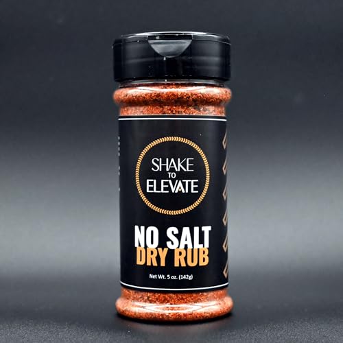 Image of Shake to Elevate - No Salt BBQ Dry Rub | No Salt Seasoning | Heart Healthy | Diet Friendly | 0% Chemical Additives | 0% Preservatives or Color | All Natural Ingredient & Listed | Seriously Delicious Spice Blend (Standard Shaker (8.4floz), No Salt BBQ Dry Rub (Original))