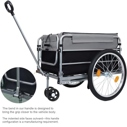 Aluminum Bicycle Trailer, Foldable Bike Cargo Trailer with Universal Hitch, Removable Oxford Fabric Cover, Bicycle Trailers Folding, for Camping, Groceries, 220 LBS Load Capacity, Black+Gery - Thumbnail 7