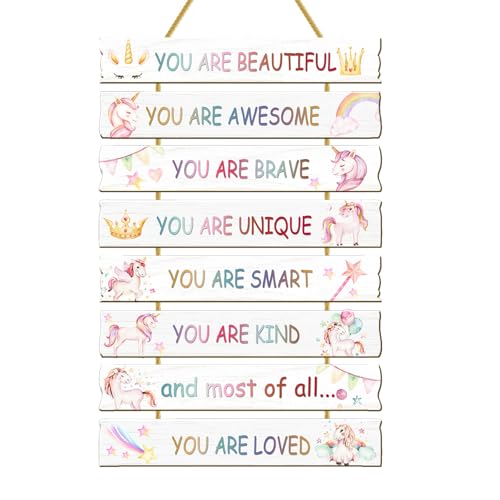 Rutiyoka Unicorn Wall Art for Girls Bedroom - Inspirational Decor for Kids Room & Nursery