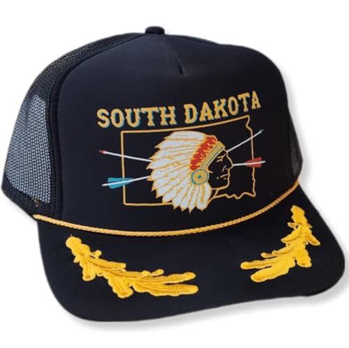 South Dakota Indian Native Mesh Snapback Trucker Hat Cap Gold Leaf Captains