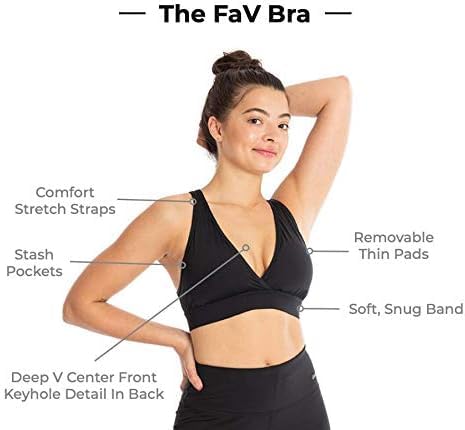 Image of Handful The FaV Bra, Medium Support Sports Bra, Pockets, Removable Pads, Deep Plunge Neck Line