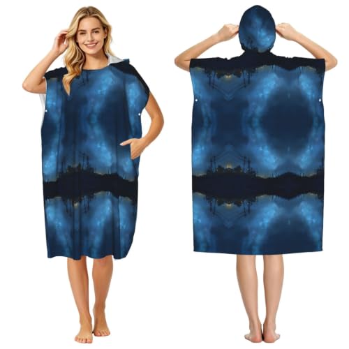 Poncho à capuche en microfibre imprimé ciel nocturne serviette de bain légère - 2