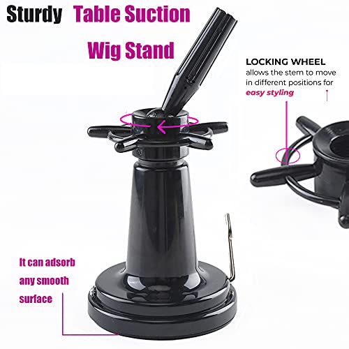 Mrtoumo Mannequin Head Stand For Wig Head –Premium Suction Table Stand For Wig And Mannequin Head Professional Display Wig Holder With Suction Cup - Adjustable Swivel Handle – Multifunctional Clamp For Canvas And Styrofoam Heads – Black #TOP3
