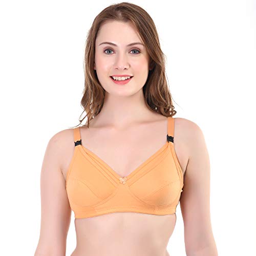 Image of Women Maternity Non Padded Bra - Made of Pure Cotton Full Coverage Non Wired Seamless Pushup Soft Cup for T-Shirt Saree Dress Sports Garment for Daily Use Everyday